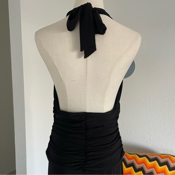 Arden B Glam Goth Halter Ruched Wide Leg Jumpsuit - Picture 6 of 9